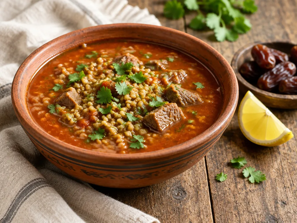 Chorba frik marocaine à l'agneau et au blé vert concassé