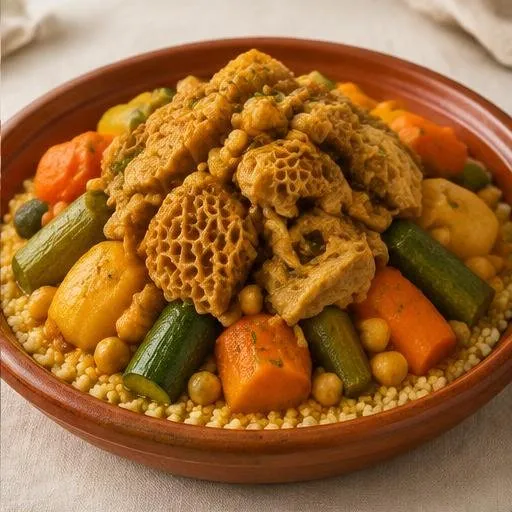 Couscous marocain aux tripes mijotées et légumes