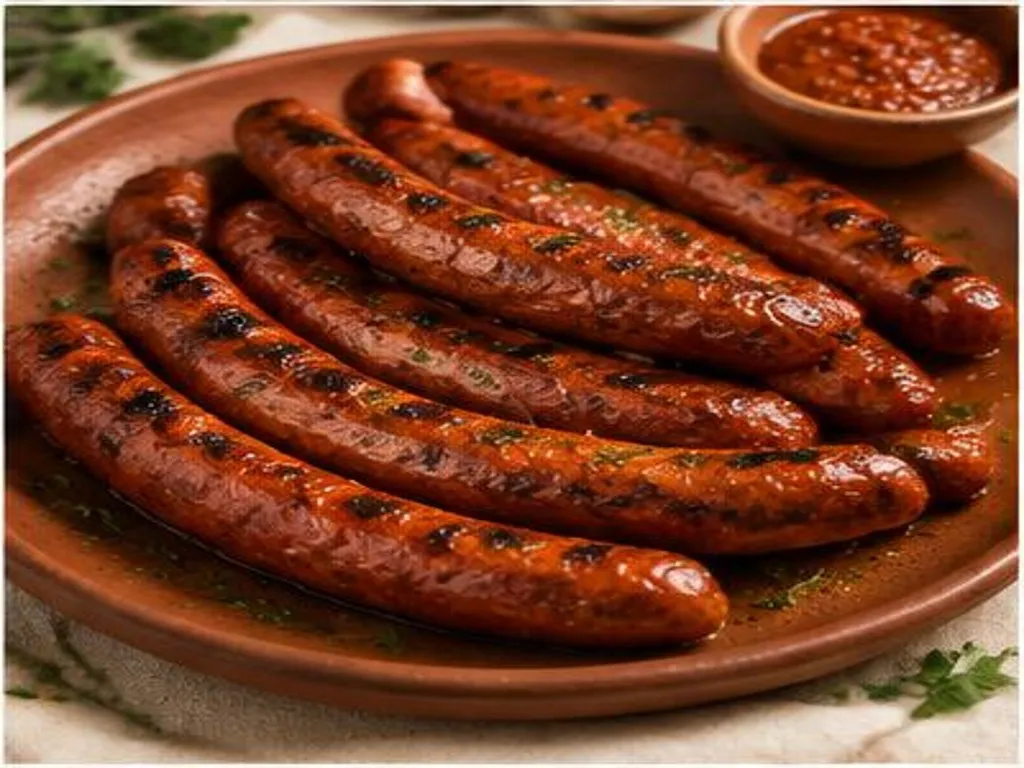 Merguez marocaines grillées, saucisses épicées rouges
