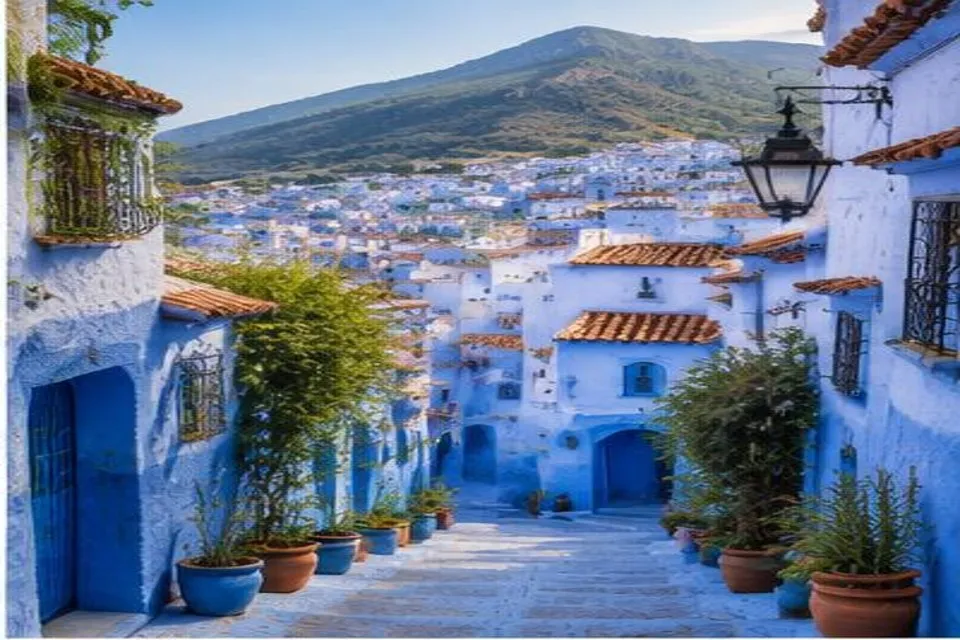 Ruelle bleue de Chefchaouen dans les montagnes du nord du Maroc