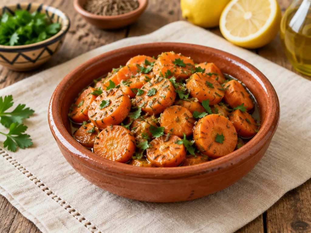 Salade marocaine de carottes cuites au cumin et à l'ail
