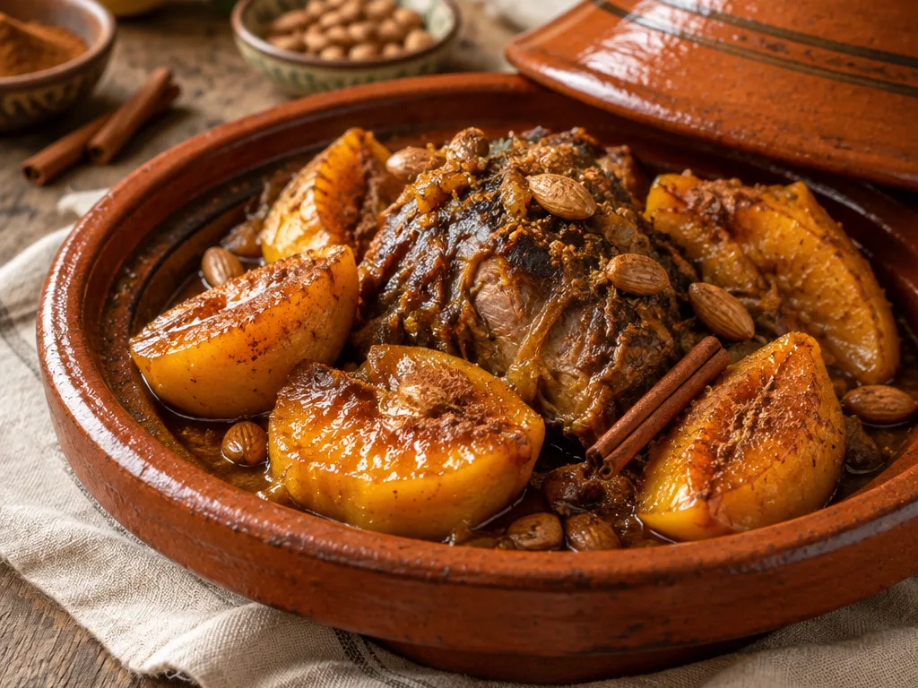 Tajine d'épaule d'agneau au coing caramélisé, cuisine de Fès