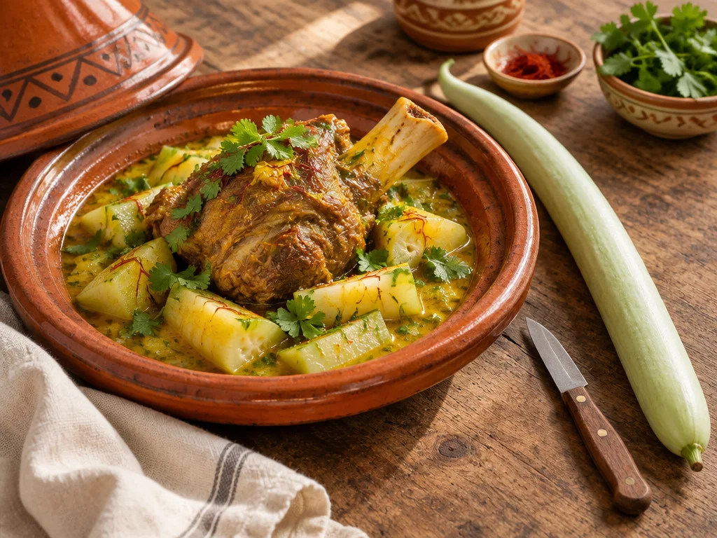 Tajine de jarret de veau au left slaoui, cuisine de Rabat-Salé
